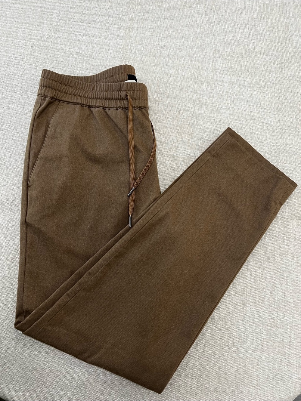 Mango MNG Man Brown Performance Drawstring Pants Elastic Waist Mens Size 32x30